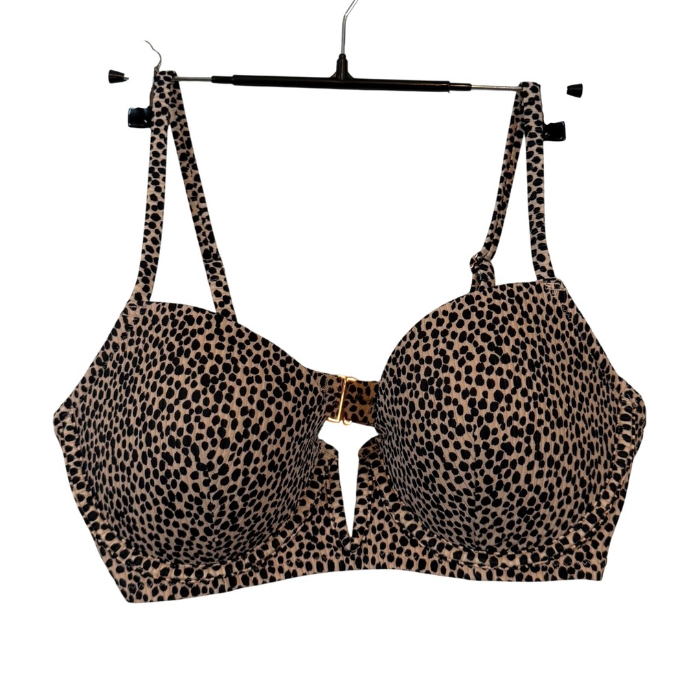 Shade & Shore Womens Leopard Print Underwire Bikini Top Tan Black 36C Cheetah